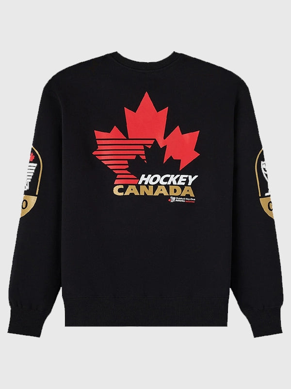 OVO x Hockey Canada Fleece Sweatshirt Sweatshirt unisex detail view 2 | Dash Racegear — OVO x Hockey Canada Black Sweatshirt combines fleece warmth and fan-ready design for everyday wear or match days.