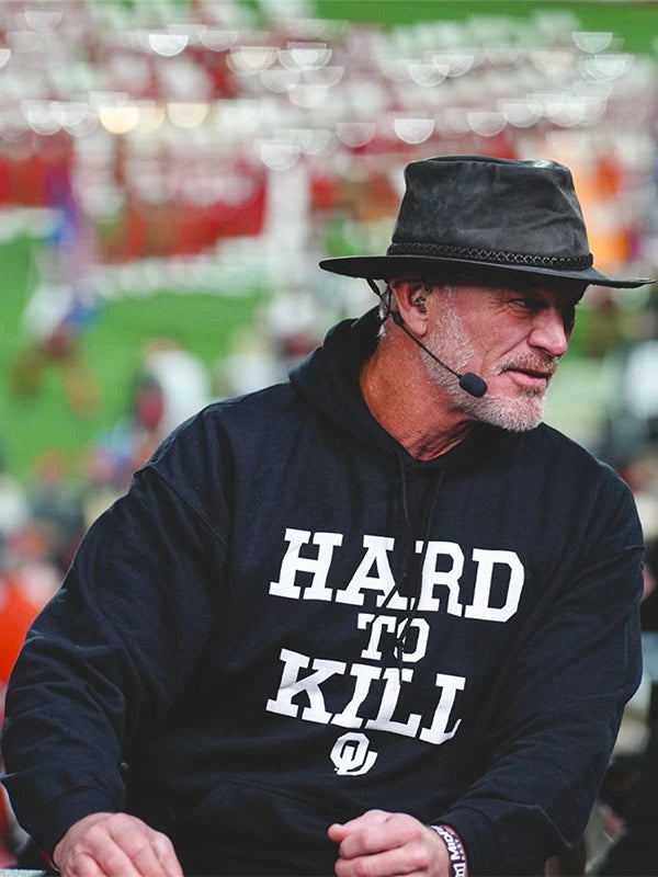 Hard to Kill Oklahoma Hoodie Hoodie unisex front product view | Dash Racegear — Hard to Kill Oklahoma black fleece pullover hoodie offering warmth and comfort, perfect for loyal supporters on casual outings.