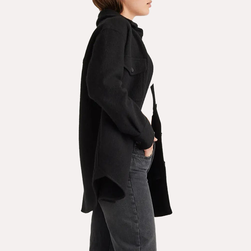 Womens Black Oversized Wool Shirt Shirt women detail view 2 | Dash Racegear — Black Oversized Wool Shirt