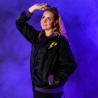 Cakeworthy Powerline Bomber Jacket Bomber Jacket unisex front product view | Dash Racegear — Powerline themed outerwear from Cakeworthy collection