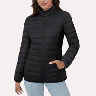 Womens Black Puffer Jacket Puffer Jacket women front product view | Dash Racegear — Black Puffer Jacket For Womens