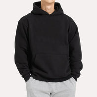 Mens Black Hoodie Hoodie men front product view | Dash Racegear — Mens Black Pullover Fleece Hoodie