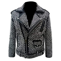 Eric Black Motorcycle Studded Leather Jacket Leather Jacket unisex front product view | Dash Racegear — Black Motorcycle Studded Leather Jacket