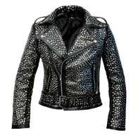 Patrick Studded Black Leather Jacket Leather Jacket unisex front product view | Dash Racegear — Silver Studded Black Leather Jacket