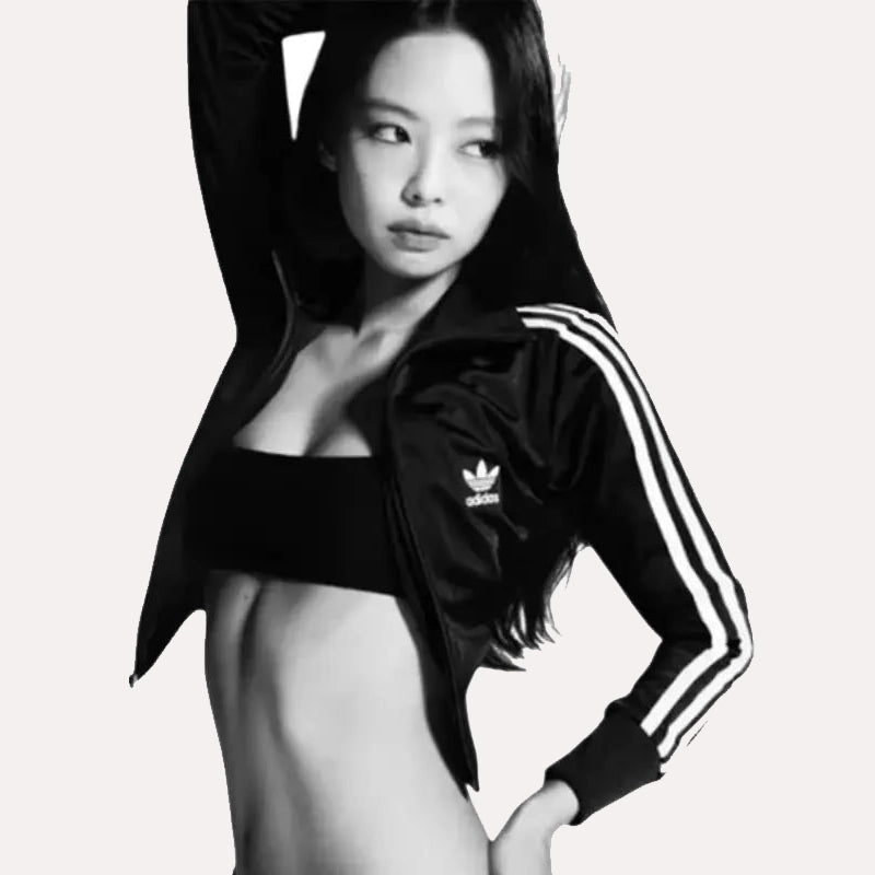 Jennie Kim Adidas Track Jacket Jacket unisex front product view | Dash Racegear — Jennie Kim Jacket – Adidas Track Style Edition