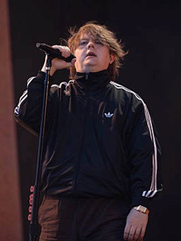 Lewis Capaldi Adidas Track Jacket Jacket unisex front product view | Dash Racegear — Unisex Lewis Capaldi 2026 Performance Adidas Firebird Full-Zip Track Jacket in black with a sleek athletic silhouette.