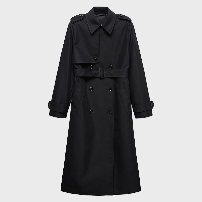 Black Trench Coat Women Coat women front product view | Dash Racegear — Womens Black Trench Coat