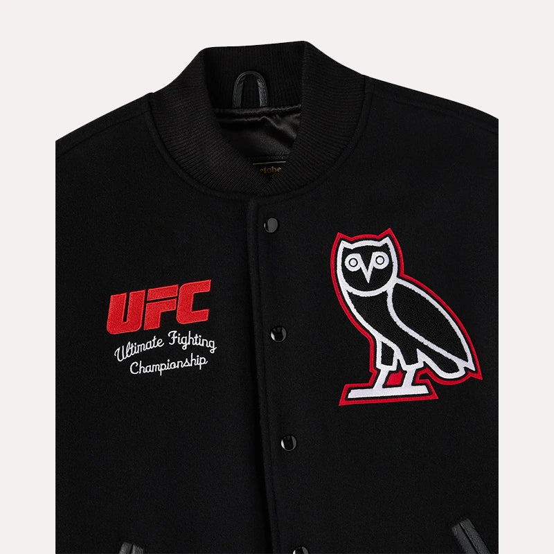 OVO x UFC Championship Varsity Jacket Varsity Jacket unisex detail view 5 | Dash Racegear — Limited Drop – UFC Varsity Jacket by OVO