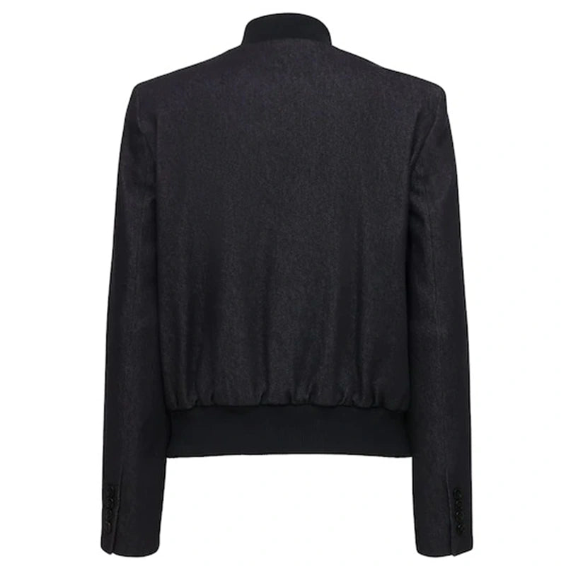 Women Black Bomber Jacket Bomber Jacket women detail view 2 | Dash Racegear — Women Black Zipper Bomber Jacket