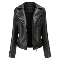 Joyce Black Leather Jacket Leather Jacket unisex front product view | Dash Racegear — Black Leather Jacket