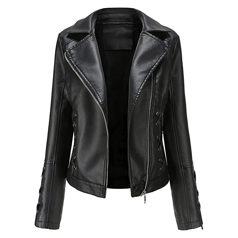Joyce Black Leather Jacket Leather Jacket unisex front product view | Dash Racegear — Black Leather Jacket