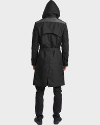 Mens Black Mid-Length Coat Coat men detail view 3 | Dash Racegear — Mens Black Hooded Raincoat