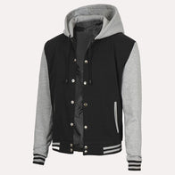 Mens Black and Gray Varsity Jacket Varsity Jacket men detail view 2 | Dash Racegear — Black and Gray Varsity Jacket