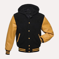 Black and Yellow Varsity Jacket Varsity Jacket unisex front product view | Dash Racegear — Black and Yellow Varsity Jacket