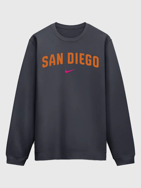 San Diego Padres City Connect Club 2-Hit Sweatshirt Sweatshirt unisex detail view 2 | Dash Racegear — Padres Nike 2026 City Connect Club 2-Hit sweatshirt in obsidian, warm fit for casual game-day wear.