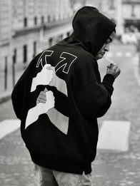 Off White x Kid Cudi Be Human Hoodie Hoodie unisex detail view 4 | Dash Racegear — 2026 Off White x Kid Cudi Be Human black hoodie, soft fleece and relaxed fit for casual wear.