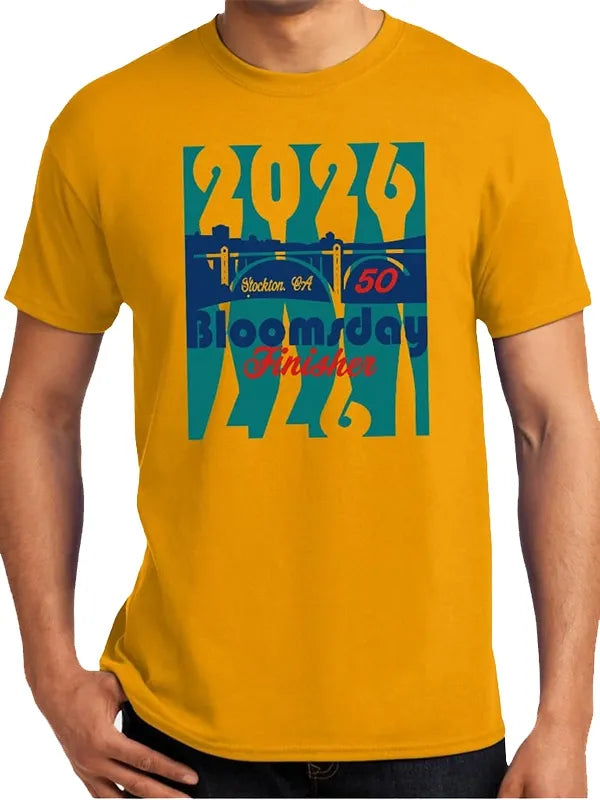 Bloomsday 2026 Finisher T-Shirt Shirt unisex detail view 2 | Dash Racegear — Bloomsday 2026 50th Anniversary yellow finisher T-shirt lightweight breathable fabric for men and women post-race comfort