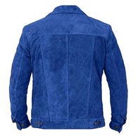 Mens Blue Suede Leather Jacket Leather Jacket men detail view 2 | Dash Racegear — Blue Suede Leather Jacket
