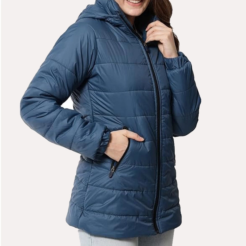 Womens Blue Puffer Jacket Puffer Jacket women detail view 2 | Dash Racegear — Blue Puffer Jacket