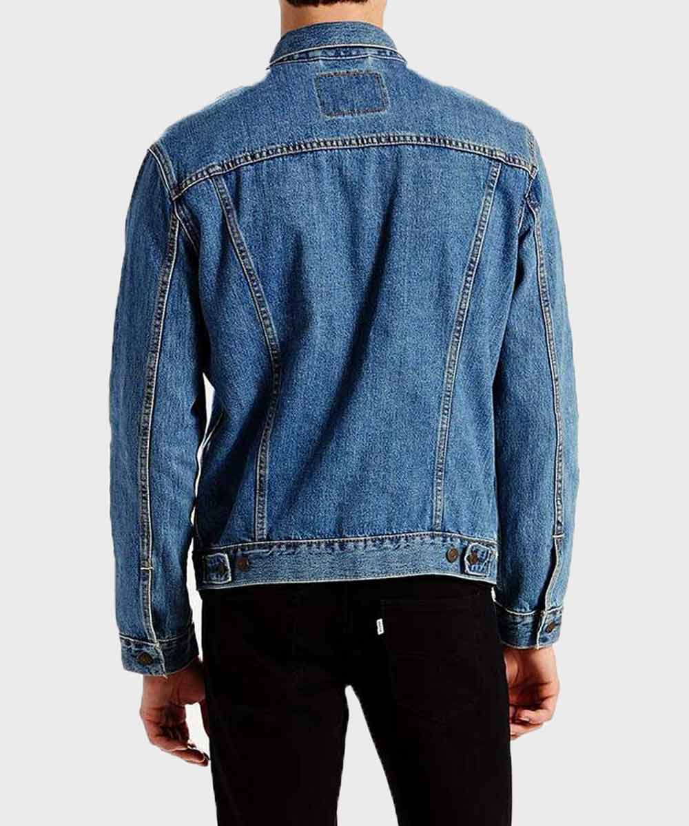 Mens Blue Trucker Jacket Denim Jacket men detail view 3 | Dash Racegear — Blue Mens Denim Jacket