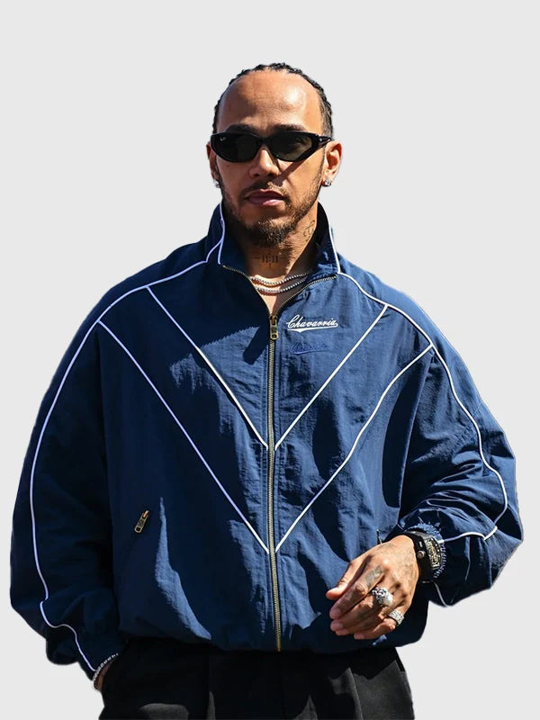 Lewis Hamilton Willy Chavarria Jacket Jacket unisex detail view 6 | Dash Racegear — Blue track jacket by Lewis Hamilton 2026 Willy Chavarria with zip closure, built for fans and urban style.