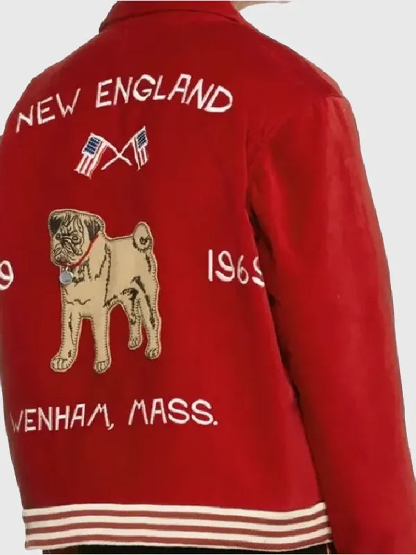 BTS V Bode Wenham Souvenir Jacket Jacket unisex detail view 2 | Dash Racegear — Bode Wenham BTS V red wool jacket, made for fan-inspired outfits and cozy style.