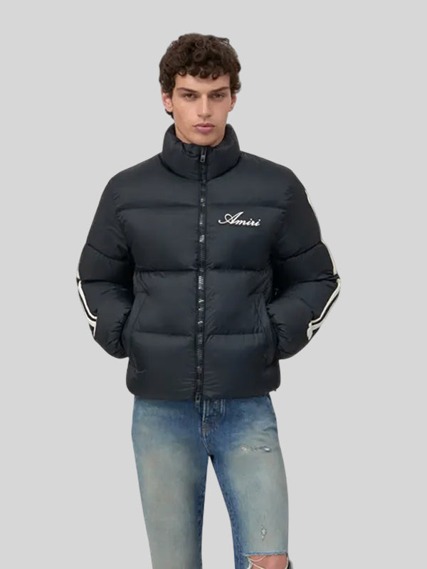 Amiri Black Puffer Jacket Puffer Jacket unisex detail view 2 | Dash Racegear — Trendy Amiri puffer coat perfect for modern street style