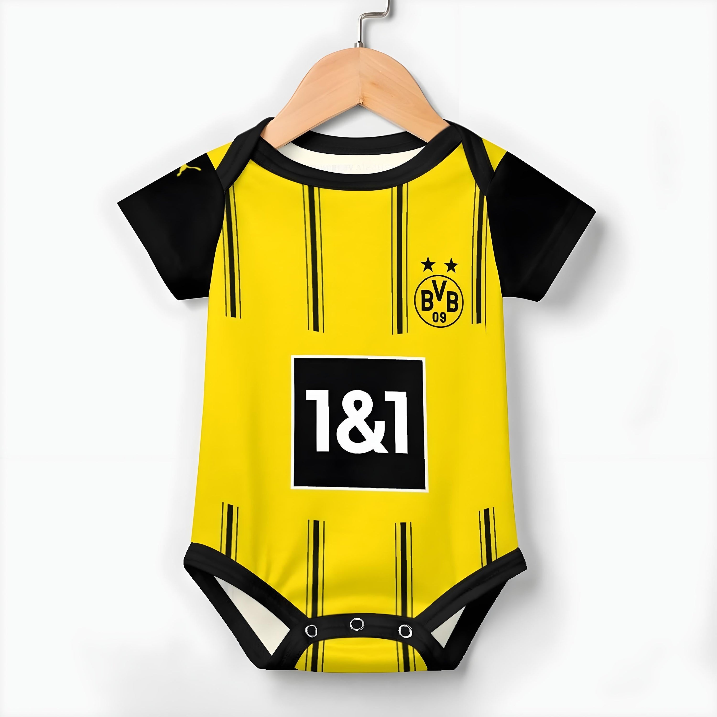 24/25 Dortmund Baby Bodysuit front view baby onesie by Dash Racegear