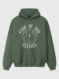 Boston Celtics Fear of God x Barkley L. Hendricks 90’s Hoodie Hoodie unisex front product view | Dash Racegear — Boston Celtics Fear of God x Barkley L. Hendricks Unisex 90's Hoodie - Green