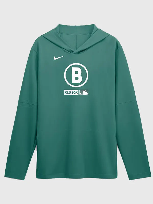Boston Red Sox Nike City Connect Long Sleeve Hooded T-Shirt Shirt unisex detail view 3 | Dash Racegear — Men’s Nike Boston Red Sox Green City Connect Hooded T-Shirt with Dri-FIT tech, made for comfort during everyday wear.