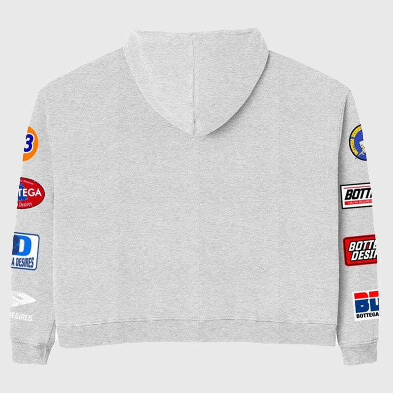 Bottega Desires Patches Hoodie Hoodie unisex detail view 2 | Dash Racegear — Bottega Desires Patchwork Hoodie – Loud, Proud, and Iconic