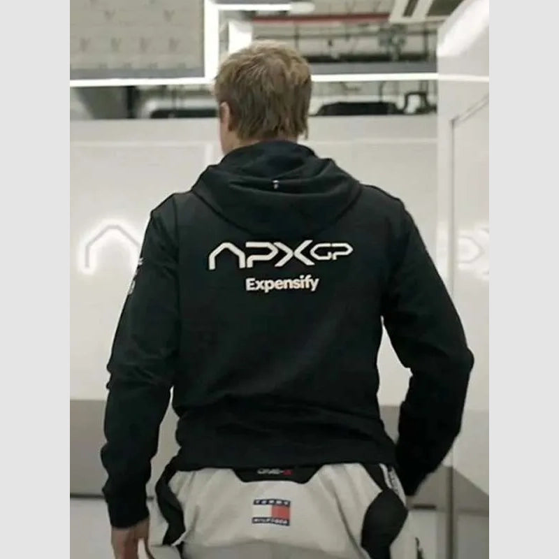 Brad Pitt F1 2025 Black Hoodie Hoodie unisex detail view 3 | Dash Racegear — Brad Pitt black hoodie from F1 2025 movie