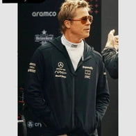 APX GP F1 Brad Pitt Black Hoodie Jacket Jacket unisex detail view 4 | Dash Racegear — Brad Pitt’s F1-Inspired Black Hoodie Jacket – APX GP Gear