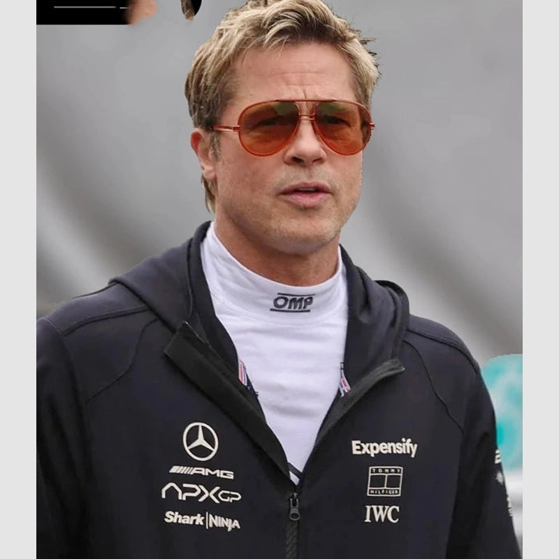 APX GP F1 Brad Pitt Black Hoodie Jacket Jacket unisex detail view 3 | Dash Racegear — APX GP F1 Hoodie Jacket Worn by Brad Pitt – Sleek Racing Look