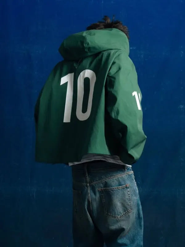 Bravest Italy Jacket Jacket unisex detail view 2 | Dash Racegear — Green Bravest Italy hooded shell jacket with zip front and sporty fit, great for outdoor walks or casual wear.