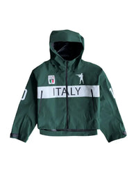 Bravest Italy Jacket Jacket unisex detail view 3 | Dash Racegear — Bravest Italy green shell jacket with protective hood and sleek design, ideal for everyday urban adventures.