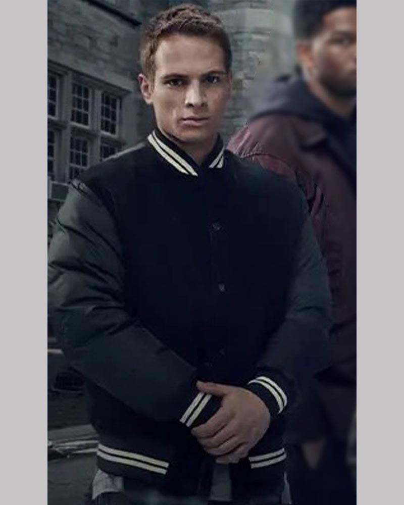 Power Book II Ghost Brayden Weston Bomber Jacket Bomber Jacket unisex front product view | Dash Racegear — Brayden Weston Black Bomber Jacket