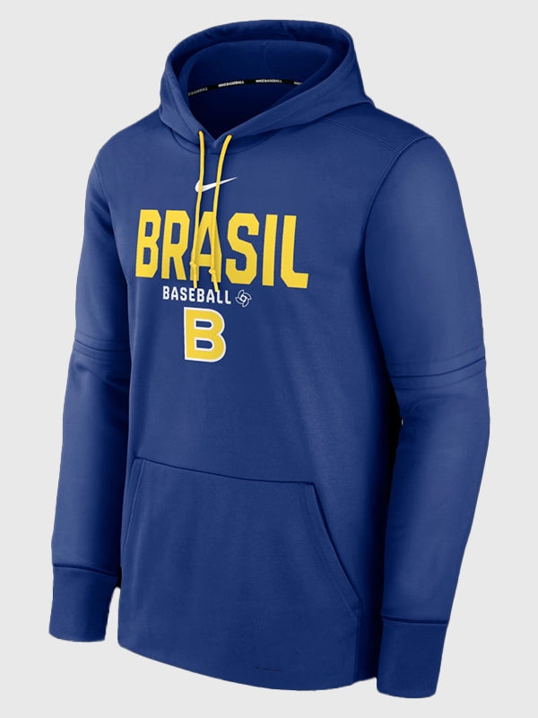 Brazil 2026 World Baseball Classic Hoodie Hoodie unisex detail view 2 | Dash Racegear — Brazil Baseball Nike 2026 World Baseball Classic Authentic Collection Hoodie, navy fleece for everyday wear.