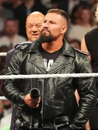 Bron Breakker Monday Night RAW 2026 Jacket Jacket unisex front product view | Dash Racegear — Bron Breakker Monday Night RAW 2026 Black Leather Jacket