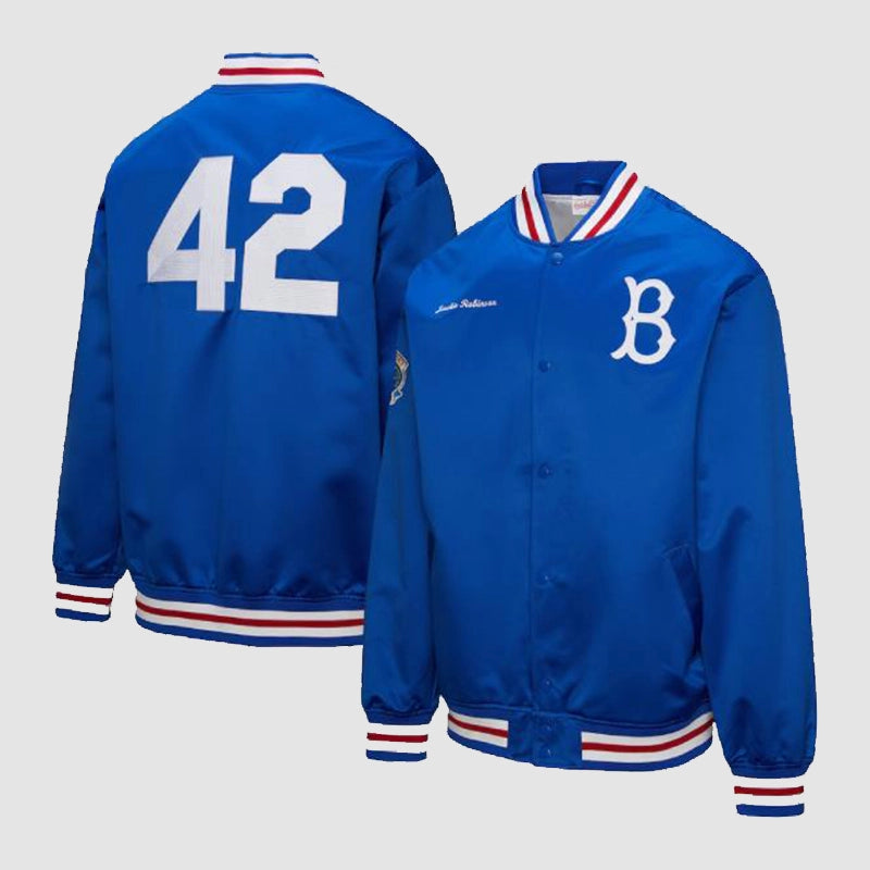Brooklyn Dodgers Jackie Robinson Jacket Jacket unisex front product view | Dash Racegear — Jackie Robinson Brooklyn Dodgers Jacket – Classic Baseball Legend Style