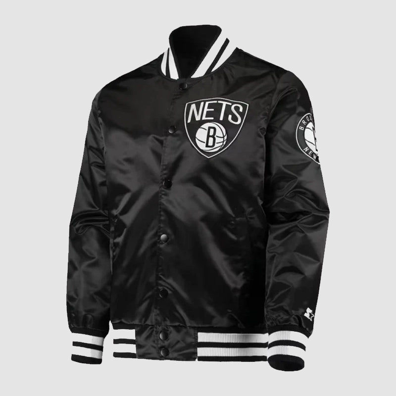 Brooklyn Nets The Diamond Classic Starter Varsity Jacket Varsity Jacket unisex detail view 2 | Dash Racegear — Brooklyn Nets Outerwear – Starter Diamond Classic Varsity Jacket