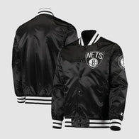 Brooklyn Nets The Diamond Classic Starter Varsity Jacket Varsity Jacket unisex front product view | Dash Racegear — Classic Starter Varsity Jacket – Brooklyn Nets Diamond Drop