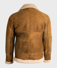 Mens Aviator Brown Sheepskin Shearling B3 Jacket Jacket men detail view 3 | Dash Racegear — Mens Avaitor Brown Shearling B3 Leather Jacket