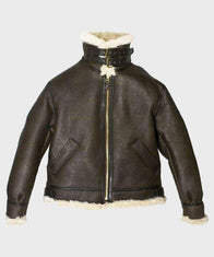 Womens Aviator Brown Shearling Leather Jacket Leather Jacket women detail view 2 | Dash Racegear — Womens Brown Aviator Leather Shearling Jacket