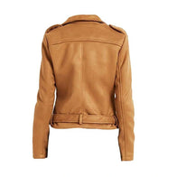 Womens Brown Suede Leather Jacket Leather Jacket women detail view 2 | Dash Racegear — Womens Brown Suede Leather Jacket