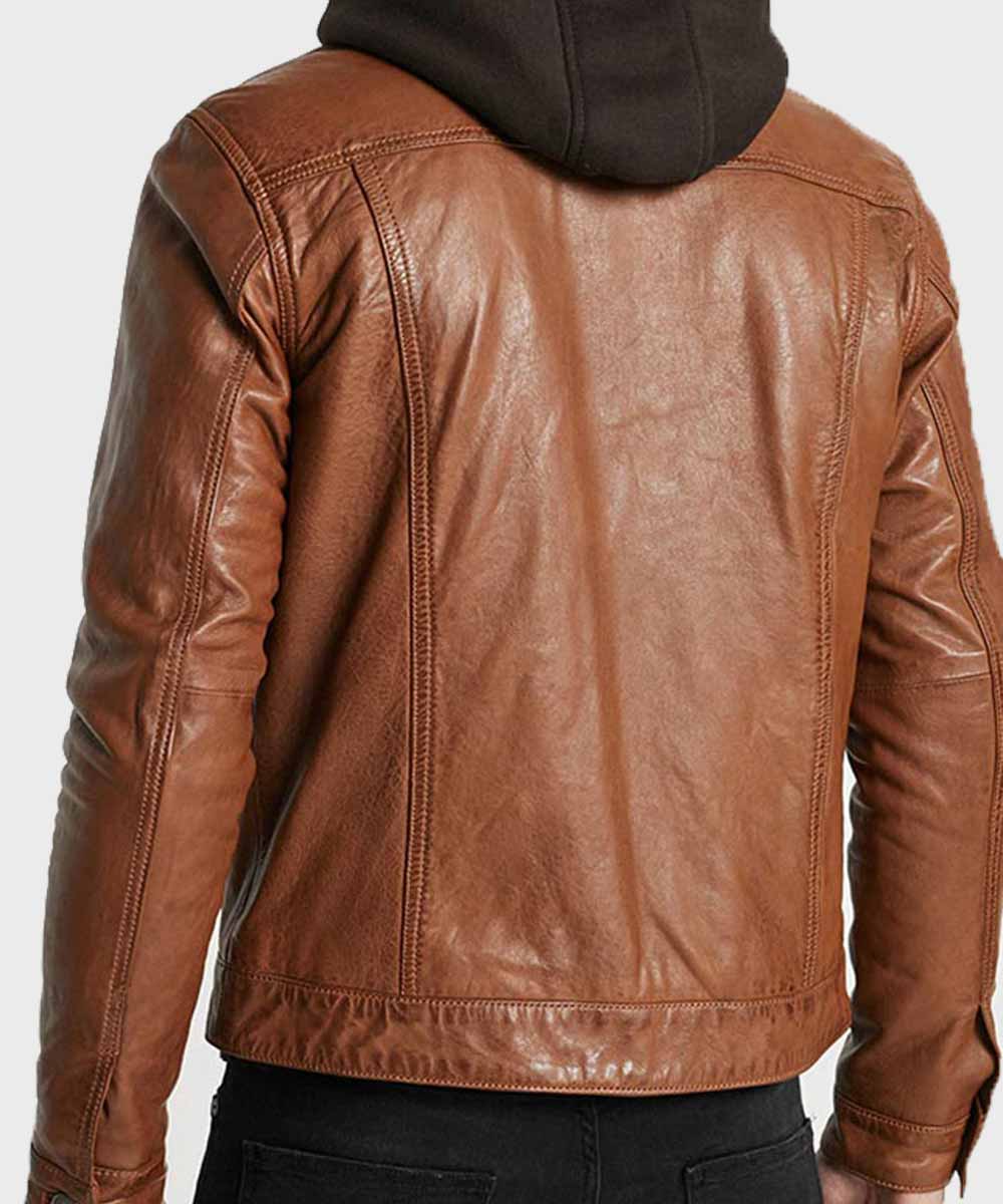 Mens Casual Brown Leather Jacket Leather Jacket men detail view 4 | Dash Racegear — Mens Leather Casual Brown Jacket