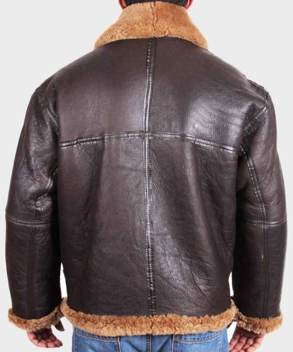 Mens Flying B3 Sheepskin Brown Shearling Jacket Jacket men detail view 3 | Dash Racegear — Mens B3 Shearling Brown Sheepskin Aviator Jacket
