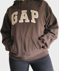 Brown GAP Hoodie Hoodie unisex front product view | Dash Racegear — GAP Logo Brown Hoodie