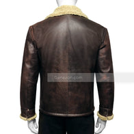 Mens Brown Shearling Distressed Sheepskin Leather Jacket Leather Jacket men detail view 5 | Dash Racegear — Brown Sheepskin distressed leather jacket