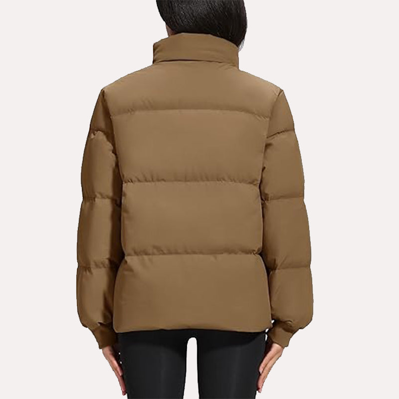 Womens Brown Puffer Jacket Puffer Jacket women detail view 2 | Dash Racegear — Brown Puffer Jacket
